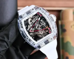 Replica Richard Mille RM38-02 Tourbillon Movement Edition Crystal White Rubber Strap - Image 2