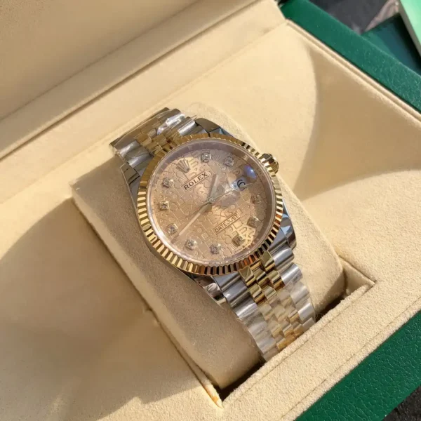 Replica Rolex Datejust 126234 Fluted Bezel Pink Jubilee Diamond Dial 36MM Unisex Replica Watch
