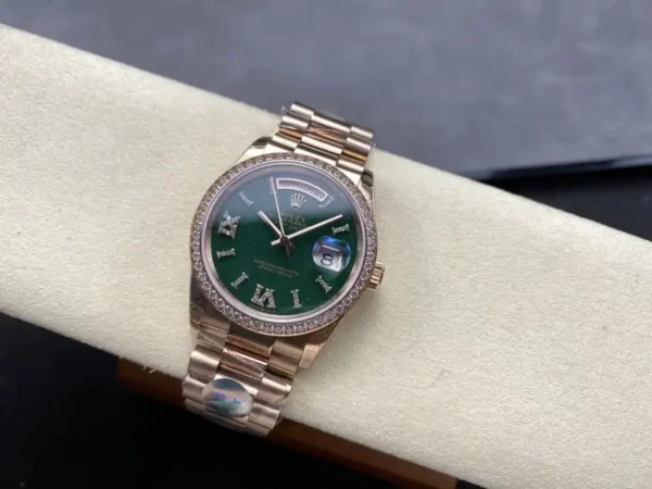 Replica Rolex Day Date Oyster 36 mm Everose Gold Diamonds Bezel M128345RBR 0068