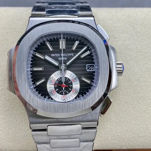 Replica Patek Philippe Nautilus Chronograph Stainless Steel Black Dial 5980 1A 014