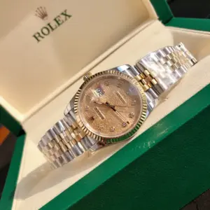 Replica Rolex Datejust 126234 Fluted Bezel Pink Jubilee Diamond Dial 36MM Unisex Replica Watch - Image 2