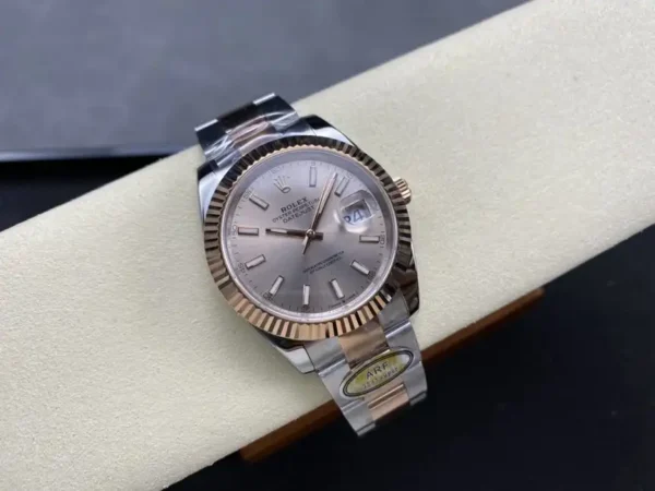 Replica Rolex Datejust 41mm Two Tone Rose Gold Sundust Index Dial 126331 0009