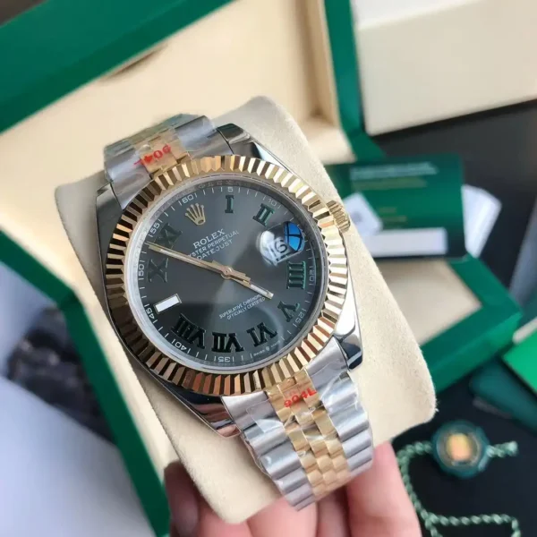 Replica Rolex Datejust 41 Steel and Everose Gold Wimbledon Dial Oster Band m126331 0015