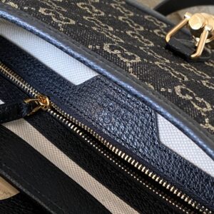 Replica Gucci Small Shoulder Bag Black and Ivory GG Denim Jacquard - Image 5