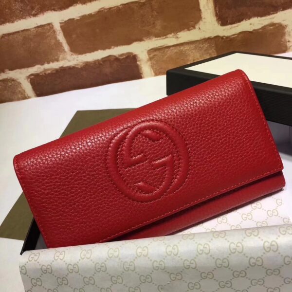 Replica Gucci GG Leather Wallet Red