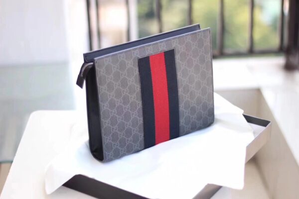 Replica Gucci GG Supreme Web Cosmetic Case Black