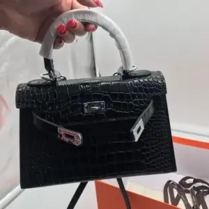 Hermes-22cm-Kelly-Bag-Crocodile-Stripe-Handbag-Black-With-Silver-_2