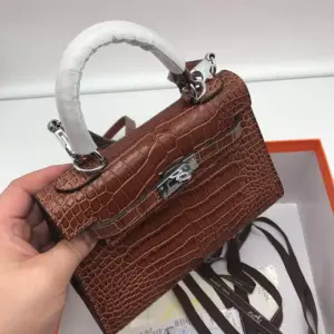 Hermes-22cm-Kelly-Bag-Crocodile-Stripe-Handbag-Coffee-With-Silver_1