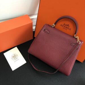 Hermes-25cm-Kelly-Bag-Togo-Leather-Handbag-Dark-Red_1