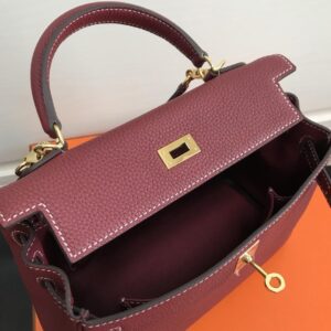 Hermes-25cm-Kelly-Bag-Togo-Leather-Handbag-Dark-Red_7