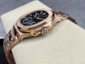 Replica Patek Philippe Nautilus Moon Phase Rose Gold Black Dial 5712 1R 001 40MM - Image 2