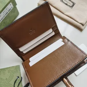 Replica Gucci Card Case Wallet Coffee - Image 4