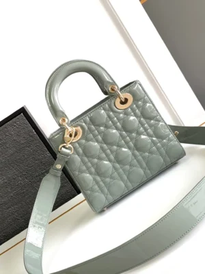 Small-Lady-Dior-Bag-Rock-Gray-Patent-Cannage-Calfskin-With-Gold-Hardware-20cm_1