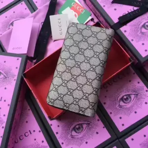 Replica Gucci Angry Cat Print GG Supreme Zip Around Wallet - Image 5