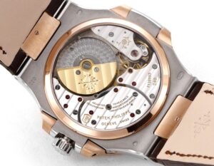 Replica Patek Philippe Nautilus Moon Phases Rose & White Gold Slate Grey Dial 5712GR 001 - Image 3
