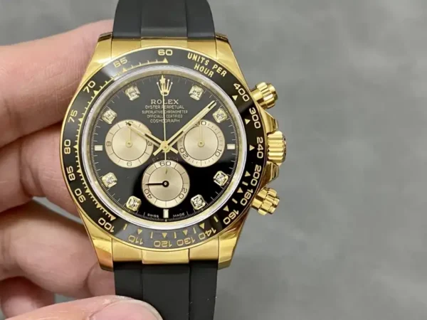 Replica Rolex Cosmograph Daytona 40 Yellow Gold Balck Rubber m126518ln 0006