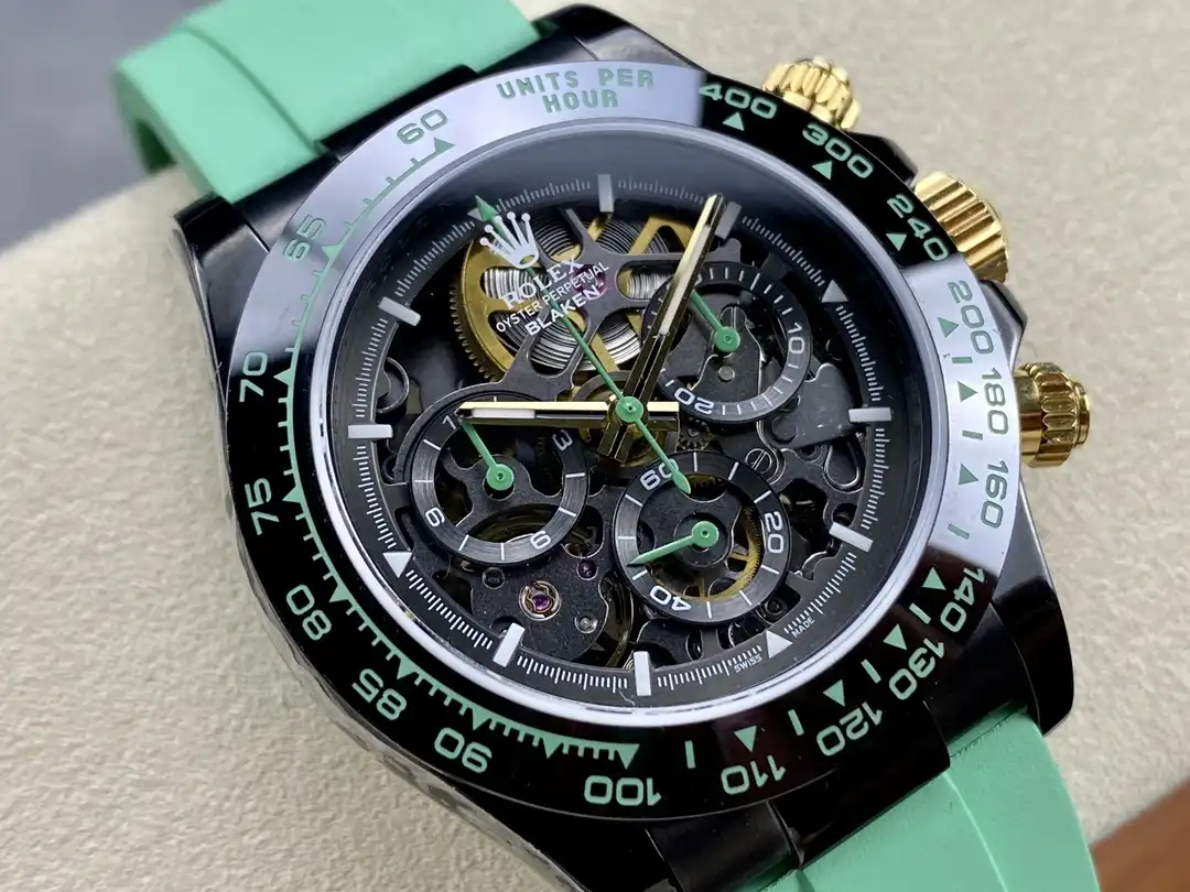 Replica Rolex Daytona PVD Ceramic Bezel GET Best Edition Green Rubber Strap - Image 2