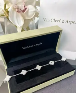 Replica Vintage Alhambra long bracelet 5 motifs Shell Silver - Image 2