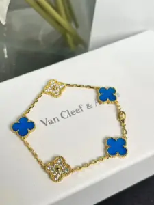 Replica Vintage Alhambra bracelet 5 motifs blue - Image 2