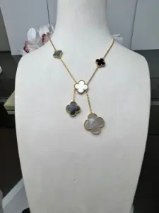 Replica Magic Alhsmbra necklace 6 motifs mother of pearl White Grey - Image 5