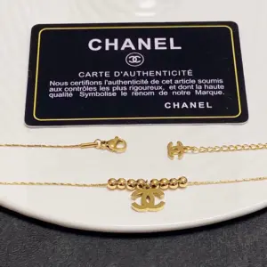 Replica Chanel necklace 8 gold-plated beads gold CC style pendant - Image 3