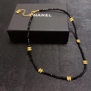 Replica Chanel Black crystal necklace small CC solid color interval - Image 4