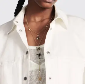 Replica Dior Three metal butterflies with pearl double layered necklace - Image 2