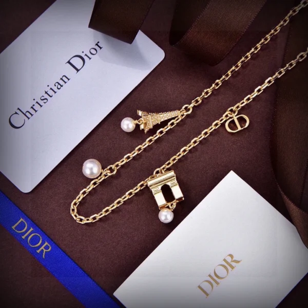 Replica Dior Paris Tower and Arc de Triomphe pendant necklace