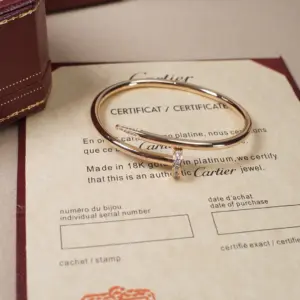 Replica Cartier Rose Gold Head and Tail Diamond Nail Bracelet - Image 2