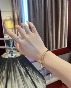 Replica Cartier Rose Gold Head and Tail Diamond Nail Bracelet - Image 4