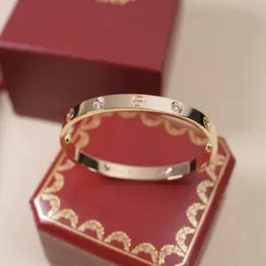 Replica Cartier Love Bracelet For Men and Women Pink Gold 4 Diamonds - Image 3