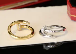 Replica Cartier Diamond nail ring rose gold gold and silver three styles - Image 3