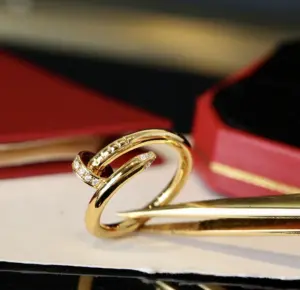 Replica Cartier Diamond nail ring rose gold gold and silver three styles - Image 9
