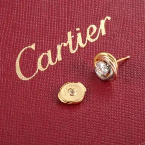 Replica Cartier Three-color hoop single diamond series earrings bracelet necklace - Image 11