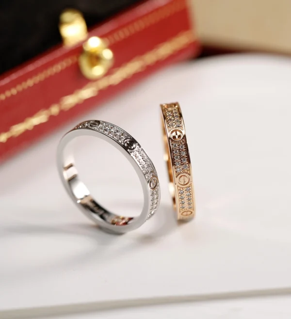 Replica Cartier Silver Narrow Gypsophila Two-row Diamond Ring Rose Gold Silver