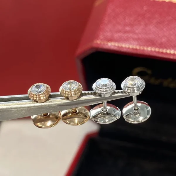 Replica Cartier Classic UFO Single Diamond Earrings Rose Gold Silver