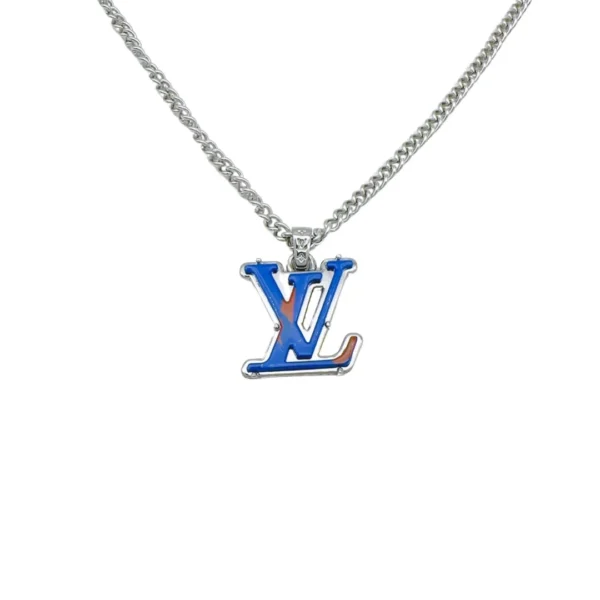 Replica LOUIS VUITTON Blue enamel letter clavicle necklace