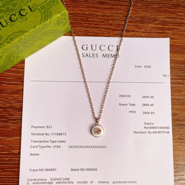 Replica Gucci Interlocking Collection 18K Gold Diamond Necklace Rose Gold
