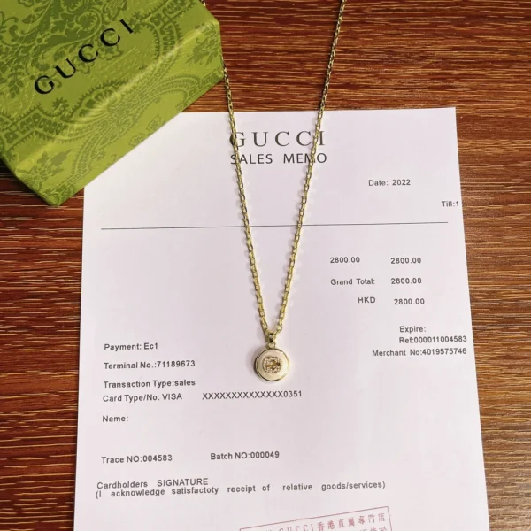 Replica Gucci Interlocking Collection 18K Gold Diamond Necklace Gold