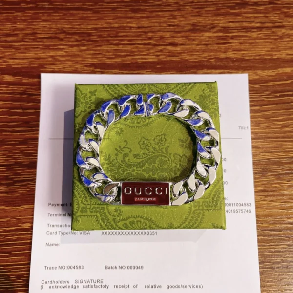 Replica Gucci Trademark series enamel chain bracelet Silver