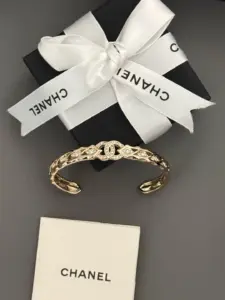 Replica Chanel Swarovski Gold Water Diamond Double C Opening Bracelet - Image 2
