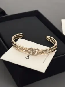 Replica Chanel Swarovski Gold Water Diamond Double C Opening Bracelet - Image 3