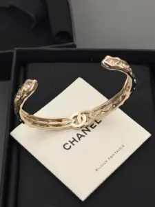 Replica Chanel Swarovski Gold Water Diamond Double C Opening Bracelet - Image 4