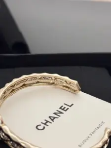 Replica Chanel Swarovski Gold Water Diamond Double C Opening Bracelet - Image 5