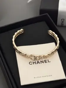 Replica Chanel Swarovski Gold Water Diamond Double C Opening Bracelet - Image 7